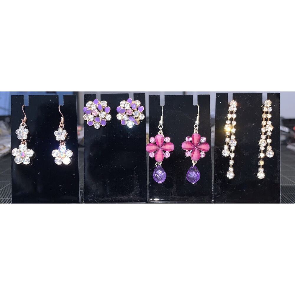 Earrings Sparkle Themed 4 Pair Lot of Special Occasion Dangle And Stud NEW